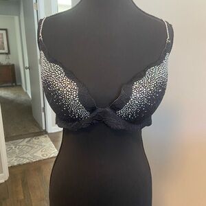 Victoria's Secret Black Rhinestone Lace Push-Up Bra, “Very Sexy”, line of VS